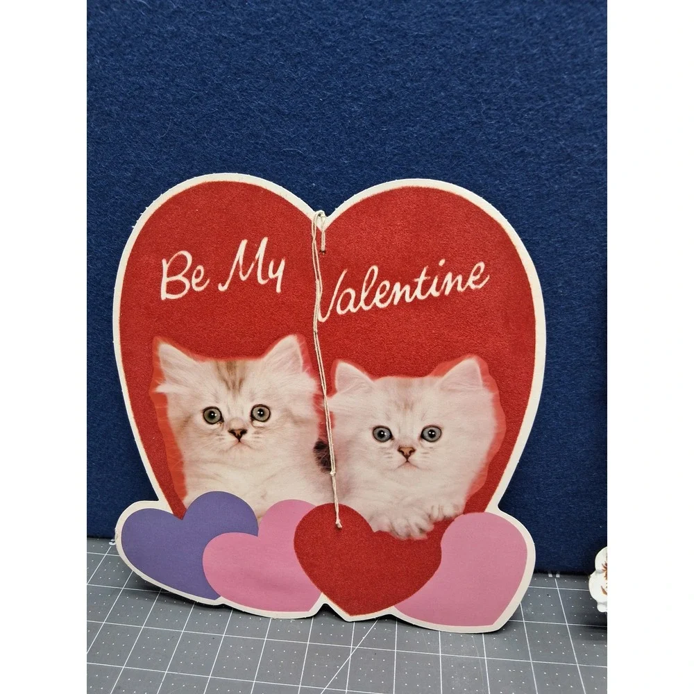 Vintage Valentines Day Die Cut Wall Decorations Animals Mailman Boy Set of 6